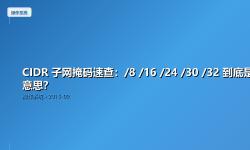 Featured image of post CIDR 子网掩码速查：/8 /16 /24 /30 /32 到底是什么意思？