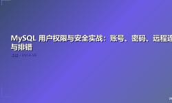 Featured image of post MySQL 用户权限与安全实战：账号、密码、远程连接与排错